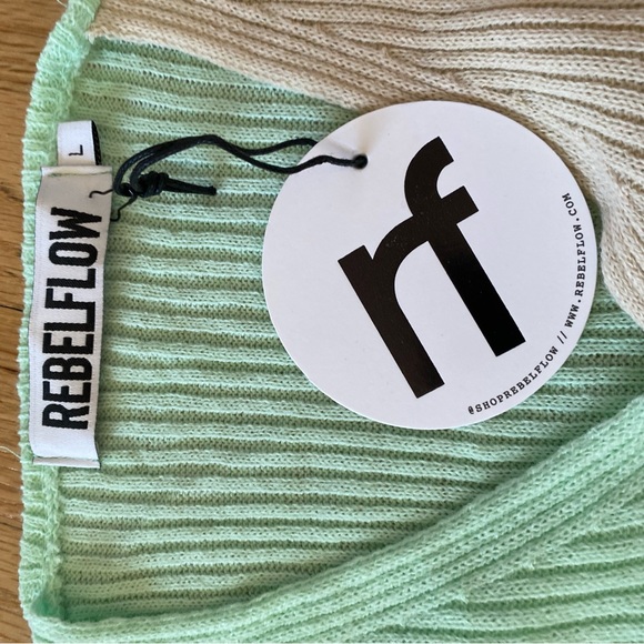 NWT Rebelflow Sour Then Sweet Light Mint and Tan Button Up Cardigan - Picture 3 of 4